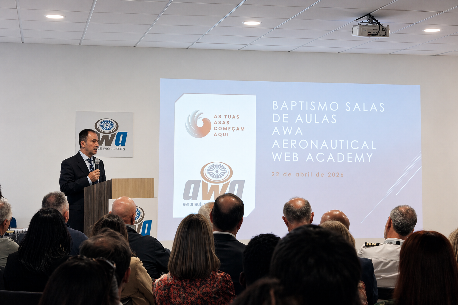 AWA - Aeronautical Web Academy homenageia figuras da aviação em cerimónia de baptismo das salas da sede